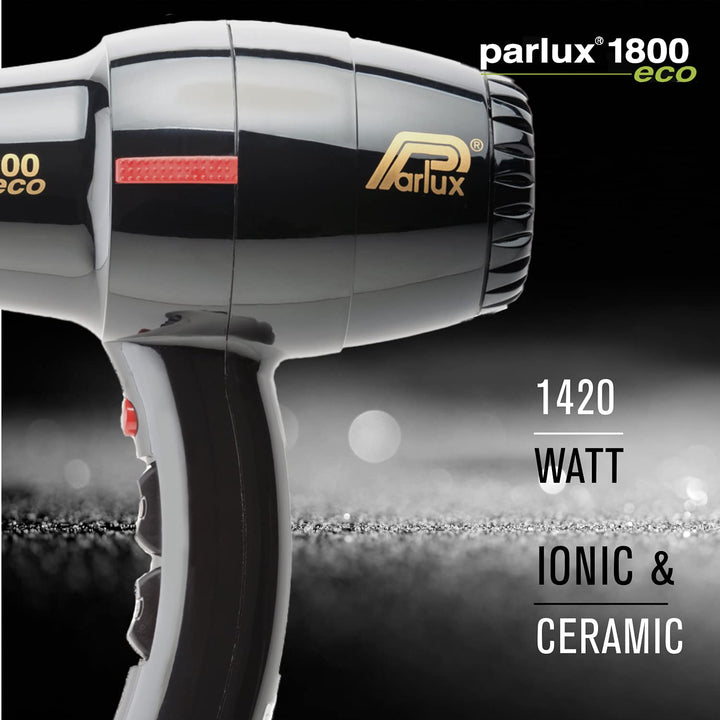 Black professional hairdryer with long nozzle and 3 m cable, ergonomic handle