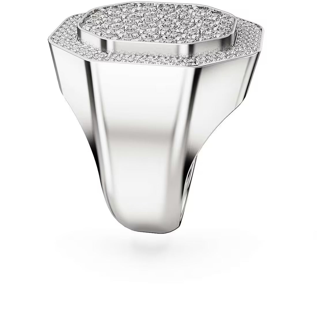 Diamond Signet Ring in White Gold and Silver