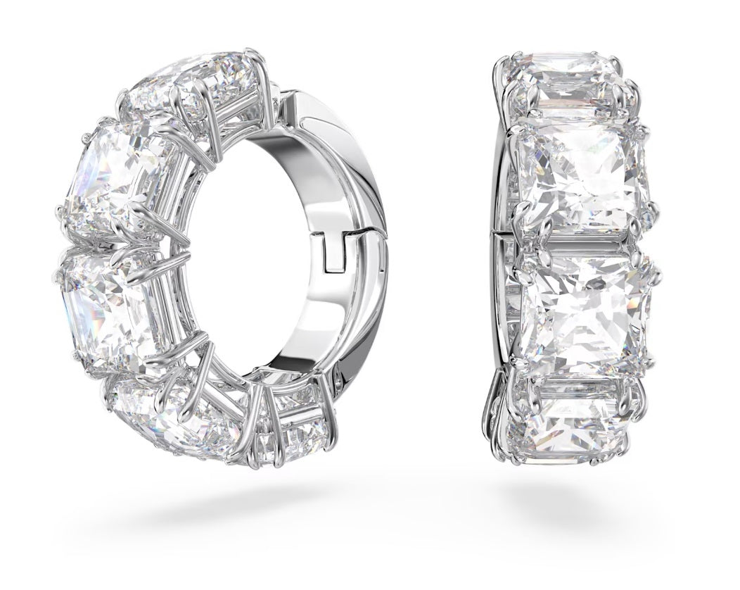 Radiant Embrace Hoop Earrings with Clear Gemstones