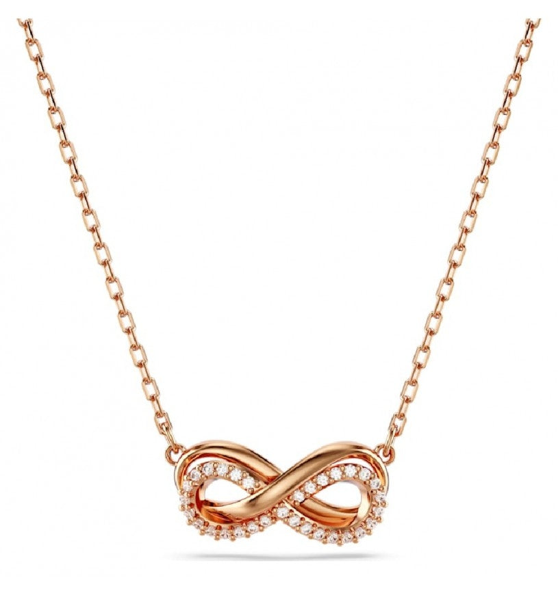 Timeless Rose Gold Infinity Pendant with Sparkling Stones