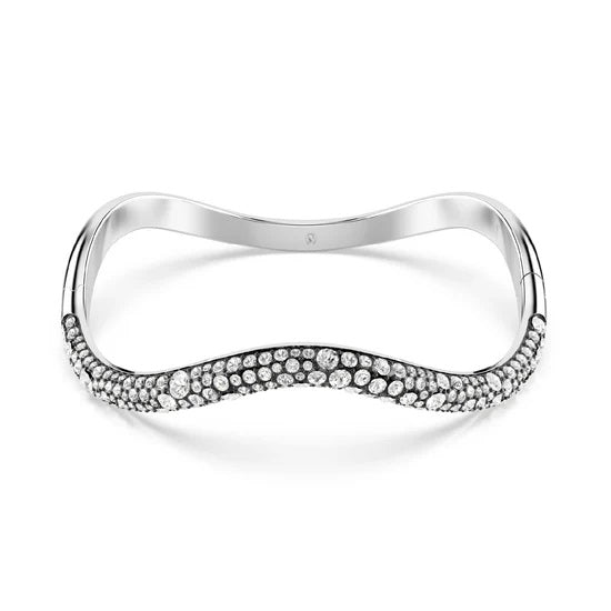 Radiant Crystal-Embellished Silver Bangle