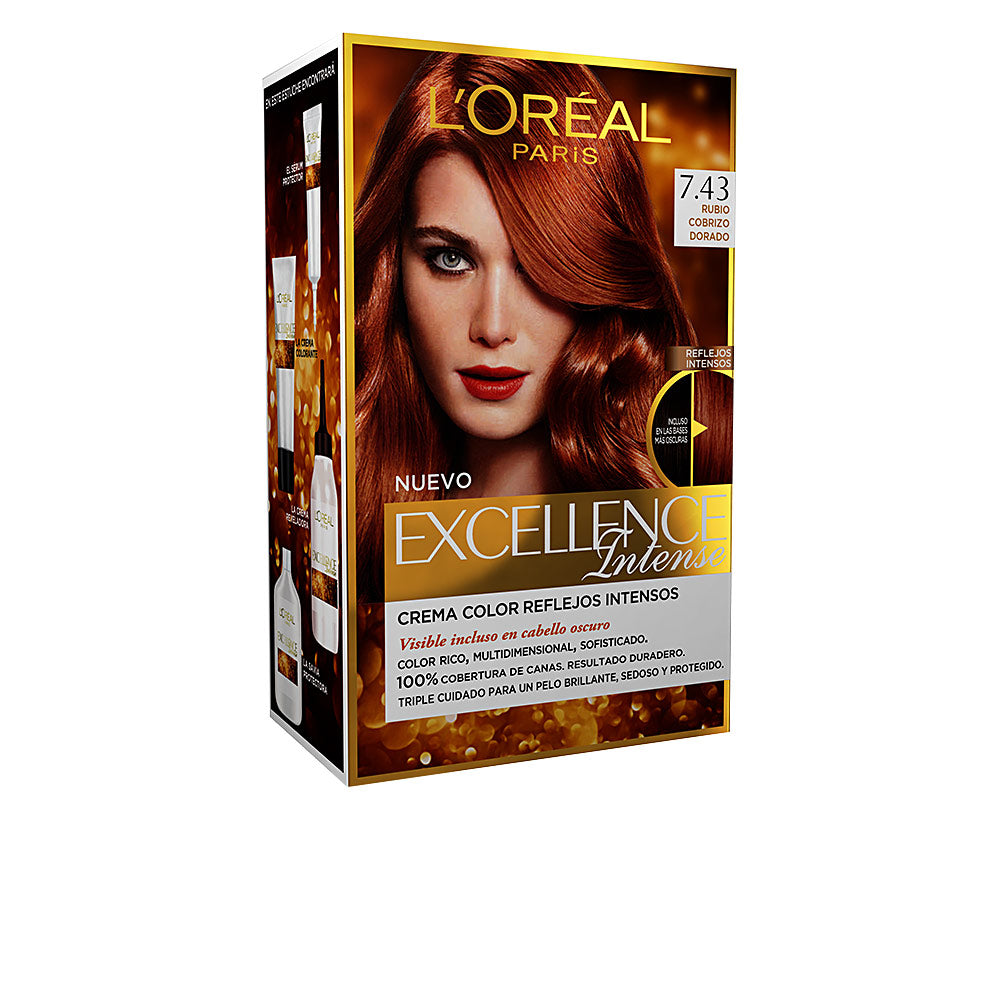 Tube of copper-golden hair colour cream, shade 7.43, single-use kit