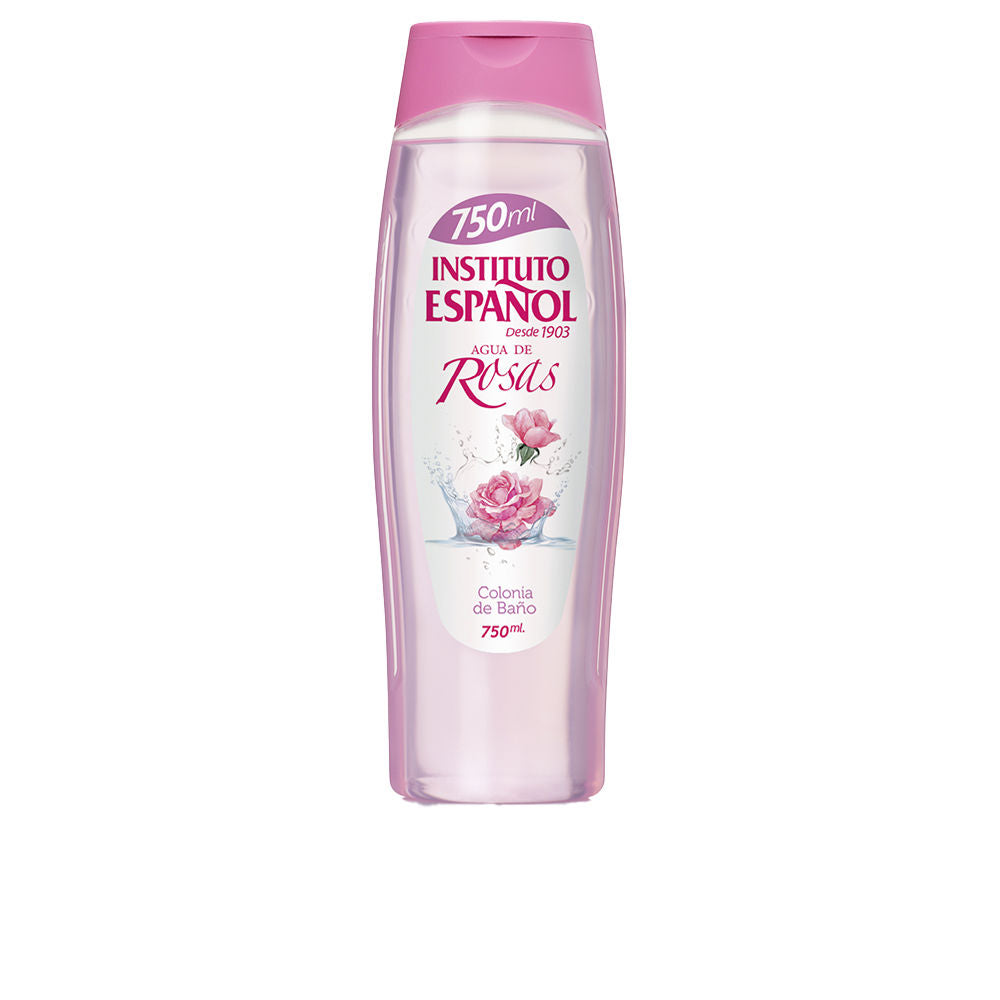 Bottle of Instituto Español Rose Water bath cologne with rose-inspired floral scent