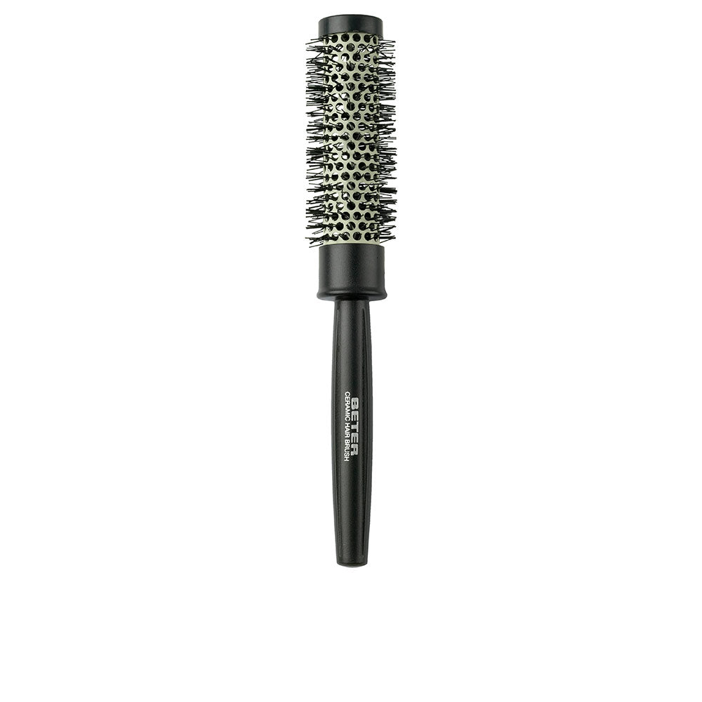 Round ceramic thermal hair brush with vented barrel and medium bristles