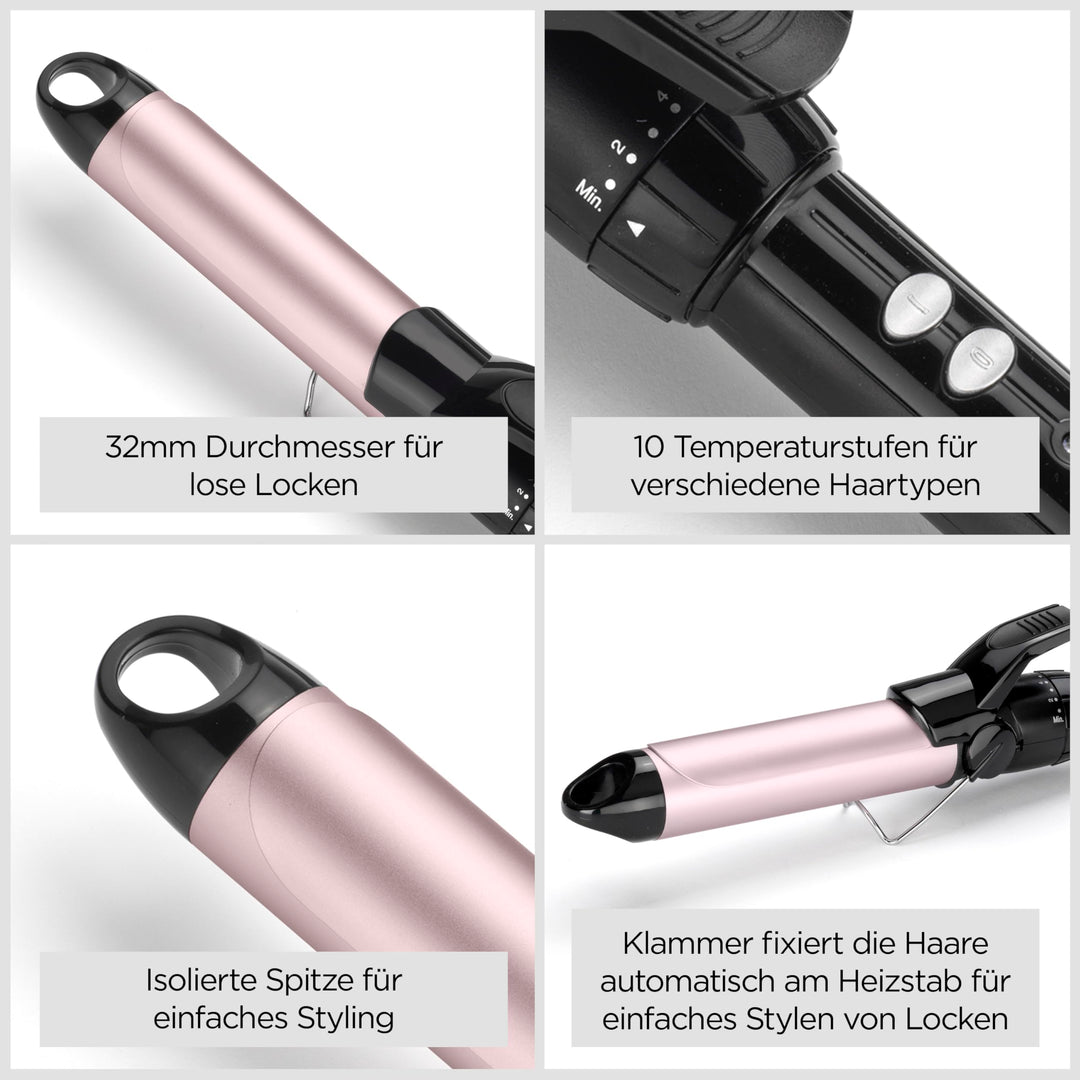 32 mm curling tong with Sublim Touch coating and swivel cord, white background