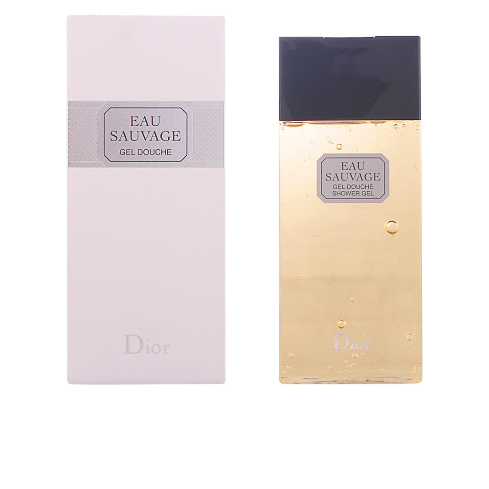 Dior Rectangular transparent bottle showing light pink-yellow gel with bubbles, black cap, labeled, boxed