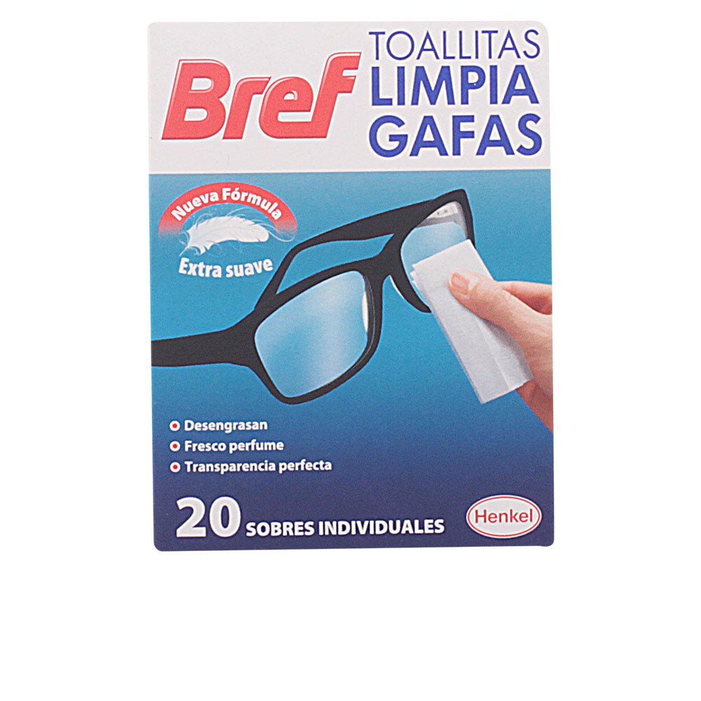 Pack of 20 individually wrapped Bref lens cleaning wipes for glasses and screens