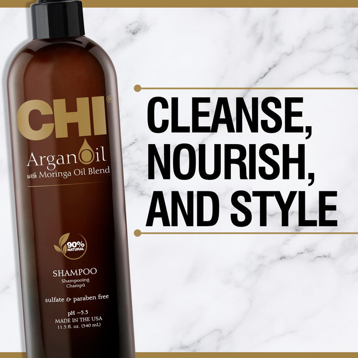 355 ml shampoo bottle — argan oil formula for dry, damaged hair, Unisex