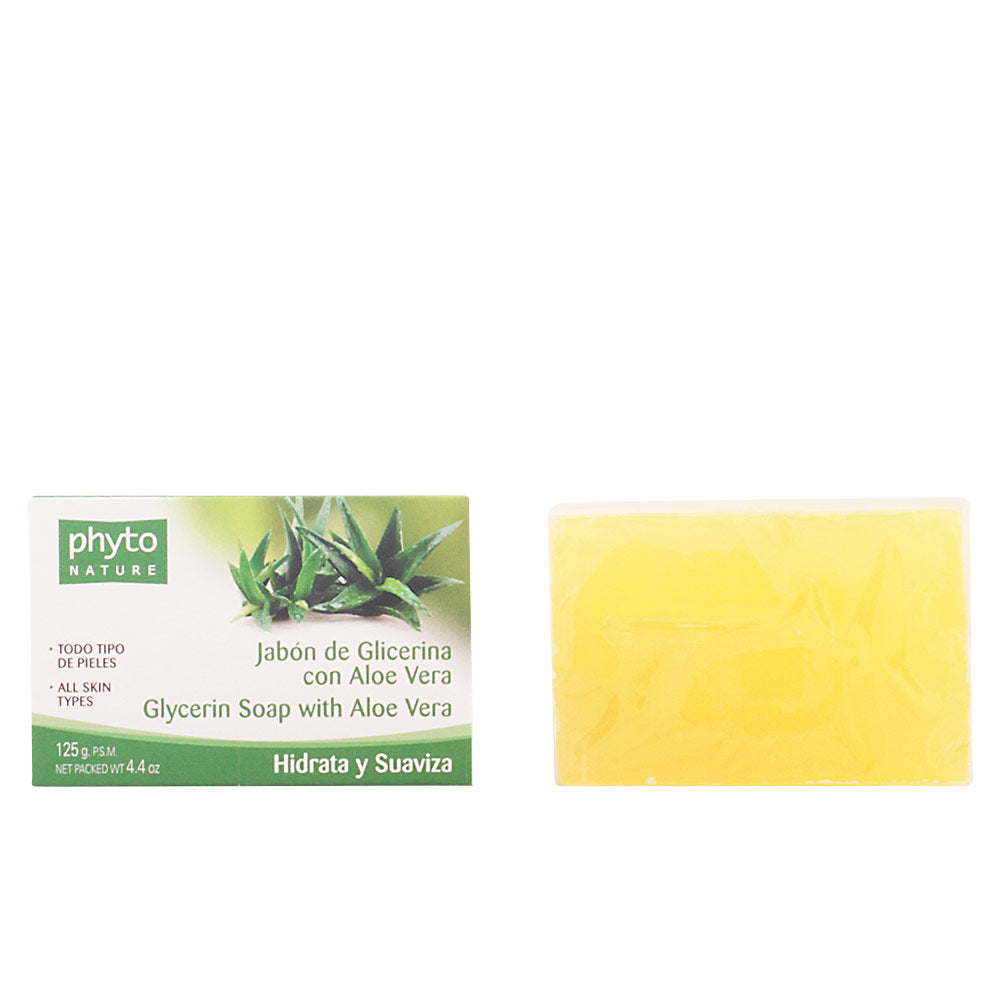 Luxana Glycerin aloe vera bar soap in green, white, and yellow with embedded aloe image