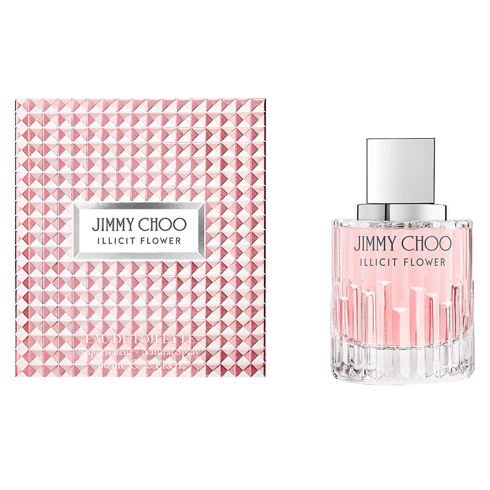 Clear glass perfume bottle with prism facets and silver cap, 60 ml, floral-woody scent