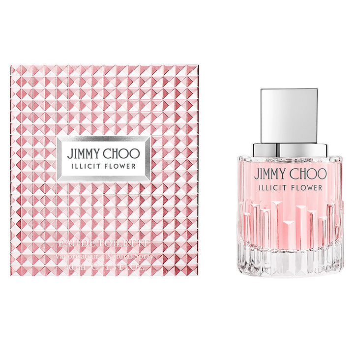 Clear crystal perfume bottle with sculpted prisms and silver cap, 40 ml, floral-woody scent