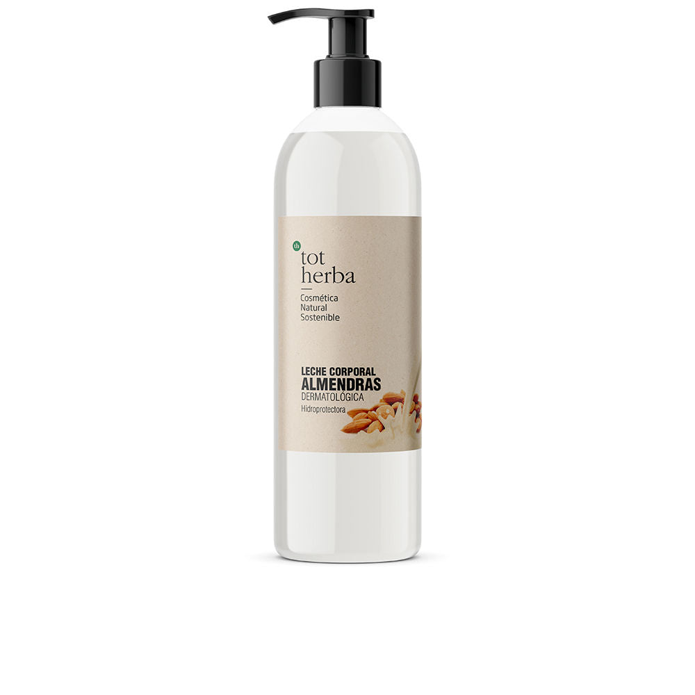 Jar of Tot Herba Almond Body Milk with creamy texture and almond motif