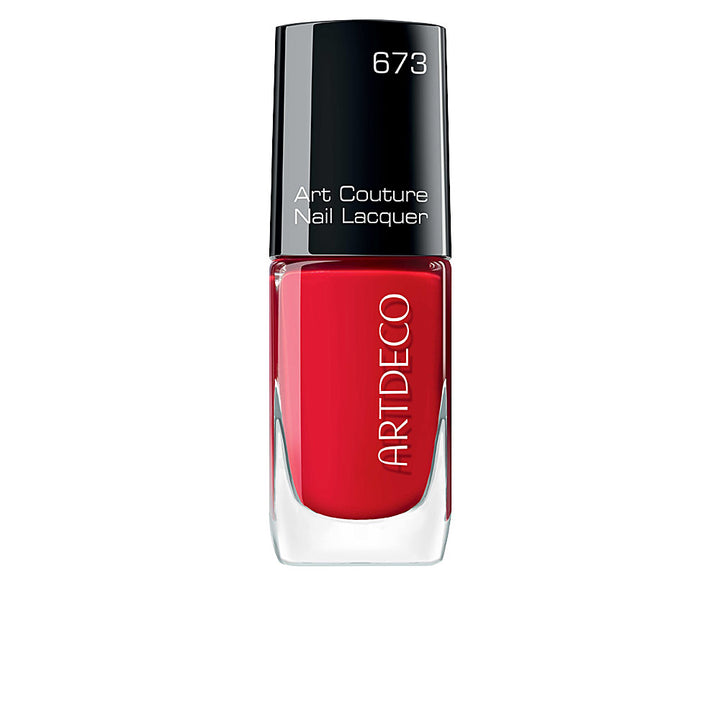 10 ml cream red nail polish in glass bottle with angled brush, minimal cap