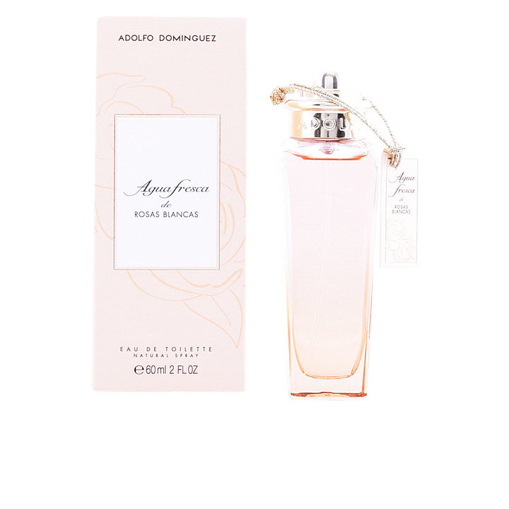 60 ml pale-pink eau de toilette bottle with sculpted white rose decoration
