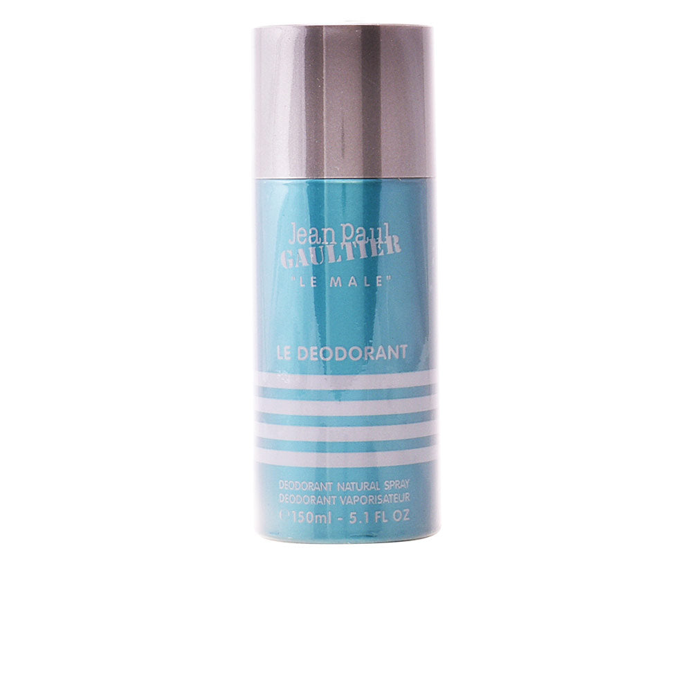 Jean Paul Gaultier Le Male spray deodorant can, blue torso-shaped bottle design