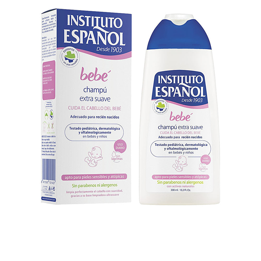 Bottle of Instituto Español BEBE Mild Shampoo for babies, gentle and tear-free