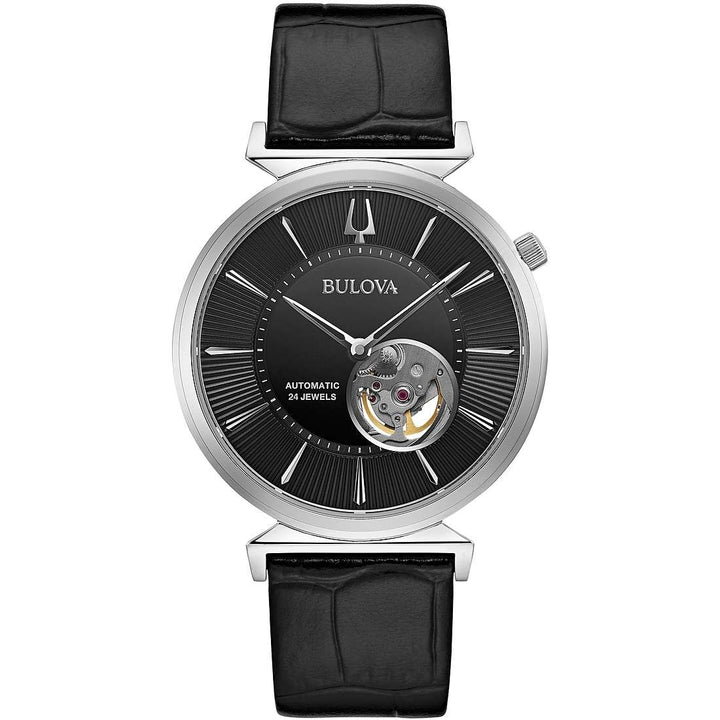 Bulova Automatic Black Leather Watch