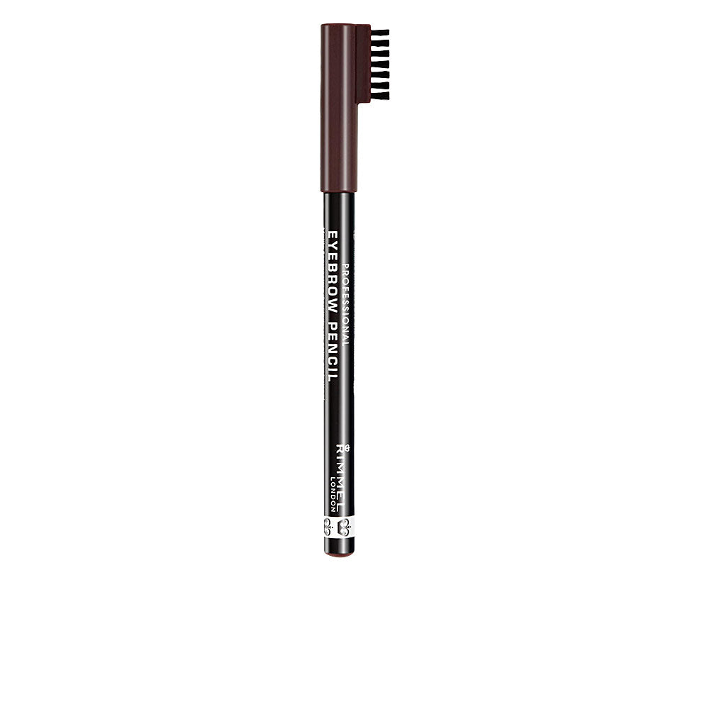 Rimmel Dual-ended slim plastic eyebrow pencil in black and dark brown with spoolie and fine pencil tip