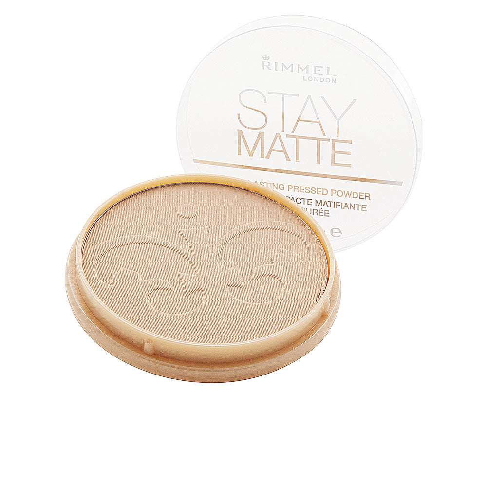 Closed compact pressed powder in warm beige, lightweight travel case, 14 g