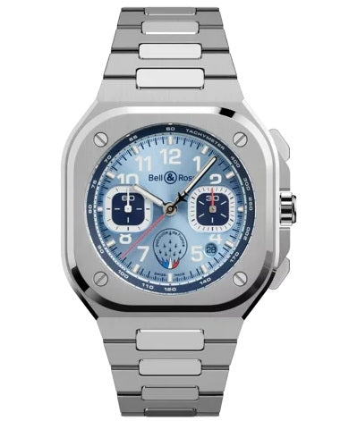 Chronograph Precision in Stainless Steel and Light Blue