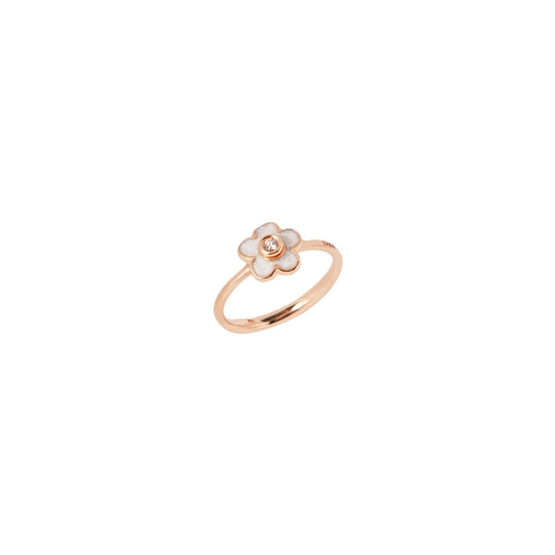Dodo Rose Gold Enamel Flower Ring