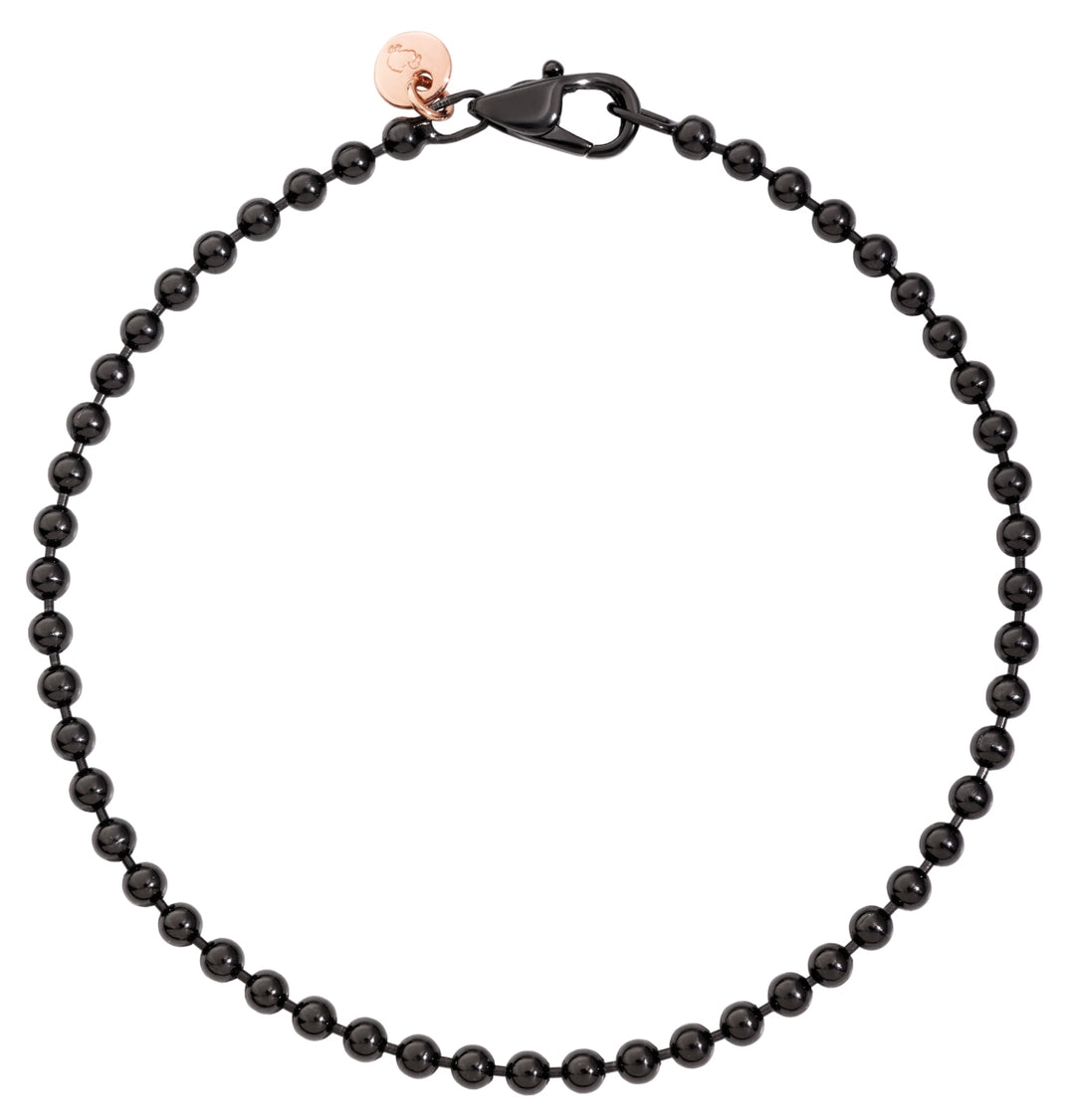 Midnight Resonance Beaded Bracelet with Rose Gold Charm