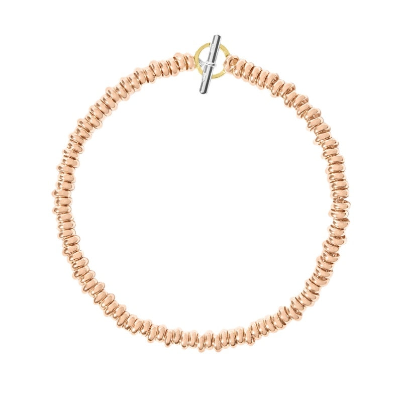 Tri-Tone Elegance Beaded Toggle Bracelet