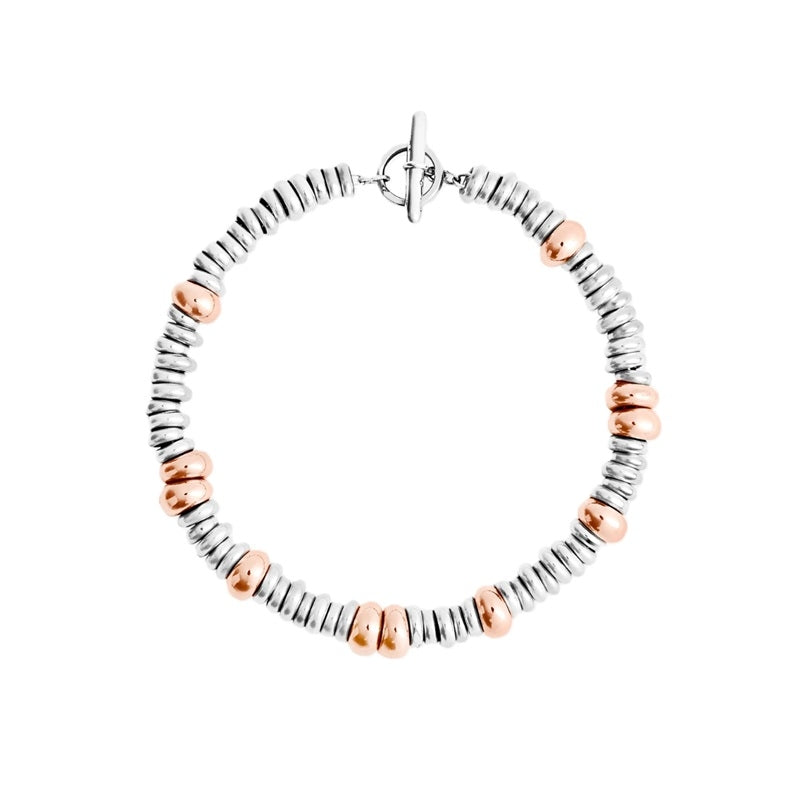 Modern Elegance Beaded Bracelet in Silver & Rose Gold