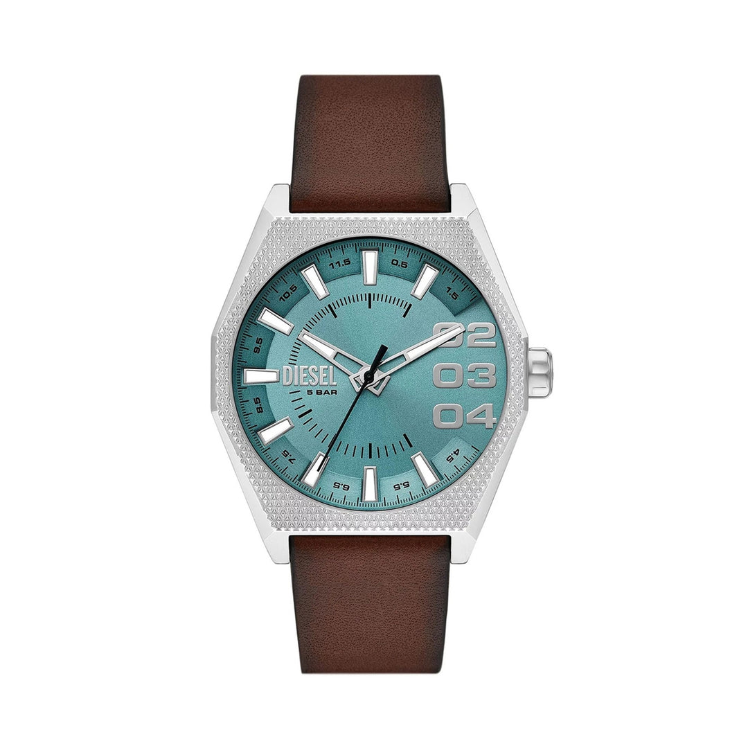 Bold Precision in Silver and Brown Leather