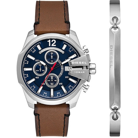 Chronograph Precision with Blue Dial and Brown Leather