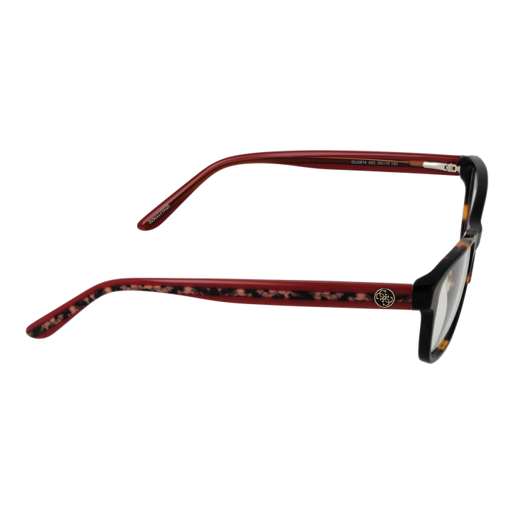 Black, tortoise and red two-tone rectangular eyeglasses for Women with logo temples, plastic full-rim frame