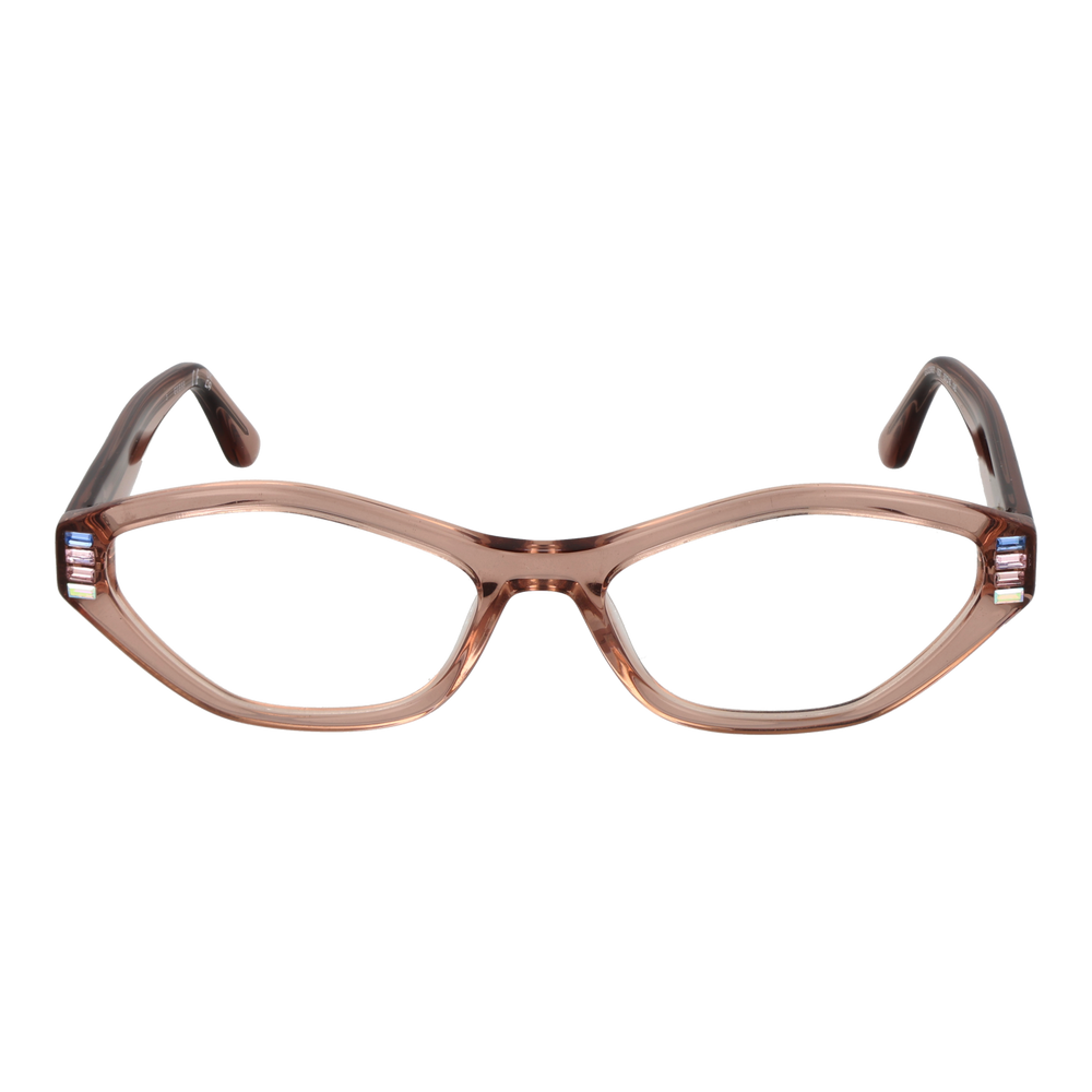 Brown plastic cat‑eye eyeglasses for Women with decorative colored stones on outer corners