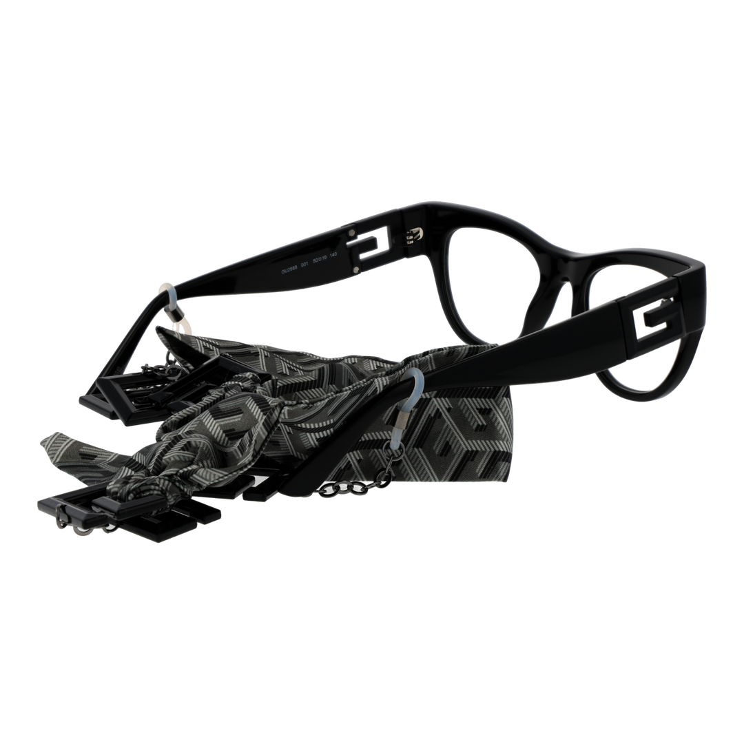 Black cat-eye eyeglasses with clear lenses, decorative &