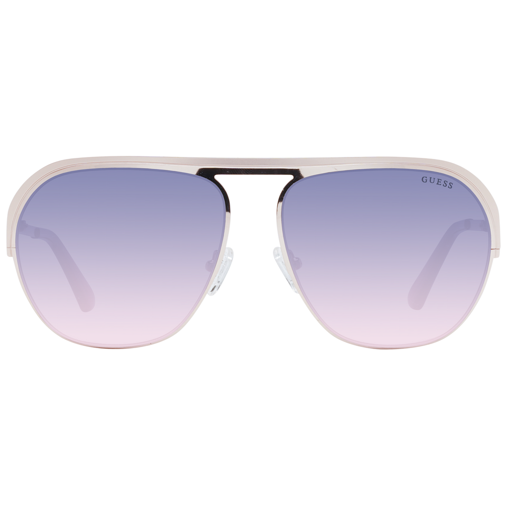 Pink metal aviator sunglasses with gradient blue-purple lenses and pink temple tips, double bridge visible