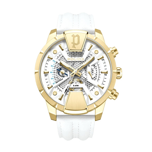 Police Gold-Tone Chronograph Leather Watch