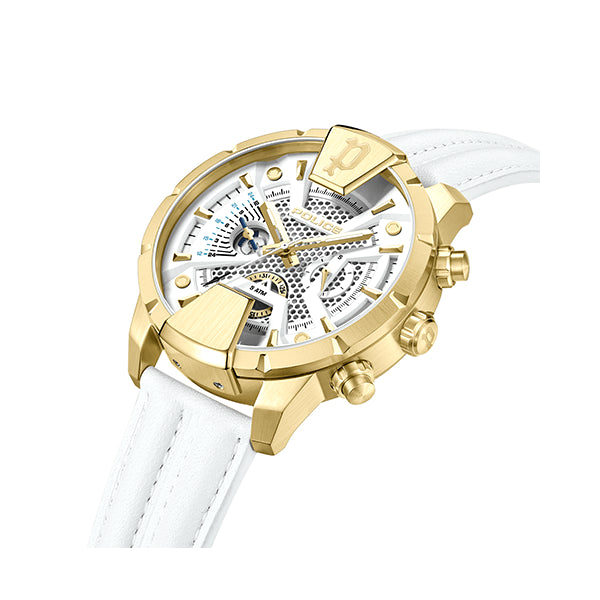 Police Gold-Tone Chronograph Leather Watch