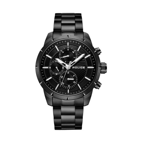Police Chronograph Watch in Black Steel