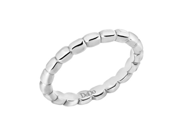 Slim sterling silver ring with small beaded texture around band, minimalist style for Women