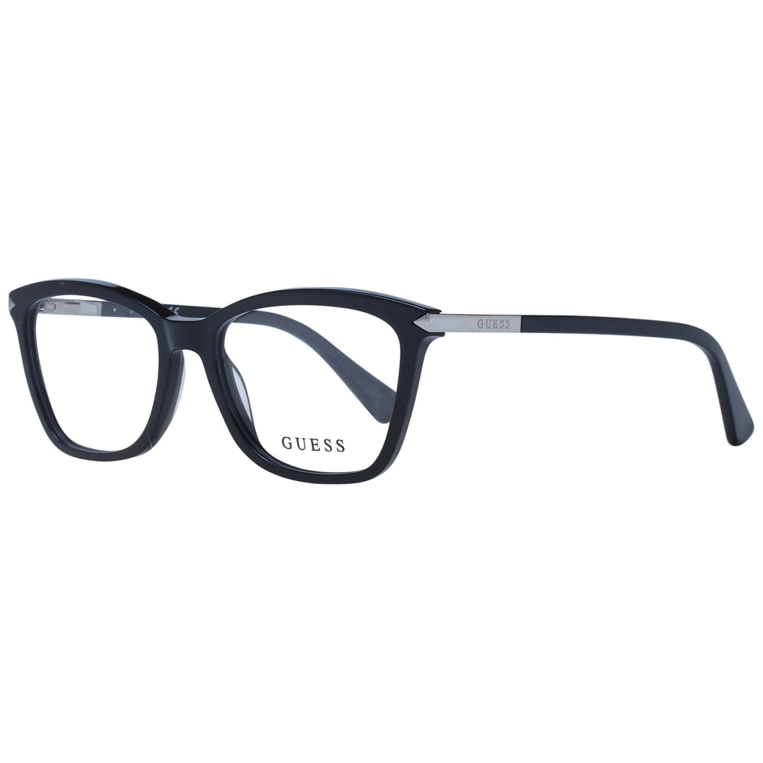Unisex black full-rim rectangular eyeglasses with metal temple accents on white background
