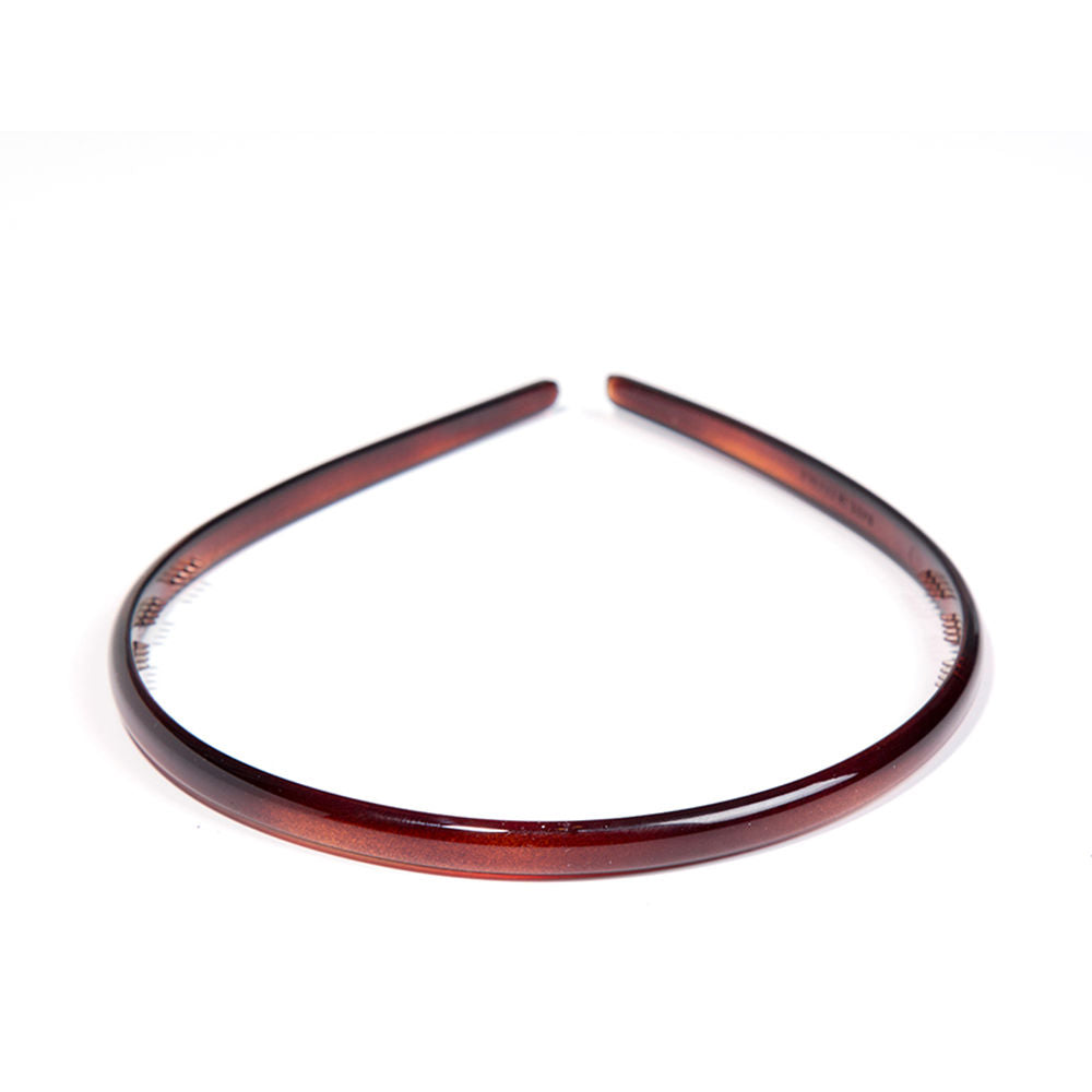Slim 1 cm brown French shell headband with small spike detailing, unisex