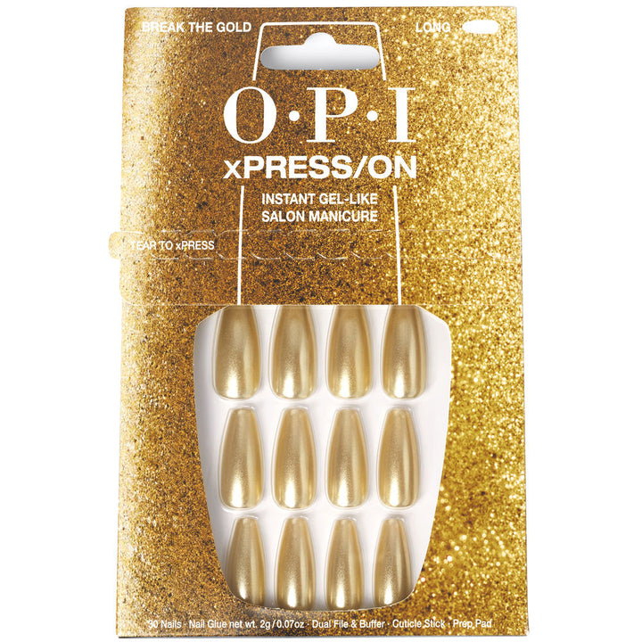 Pack of 30 glossy press-on nails with file, buffer, prep pad and adhesive