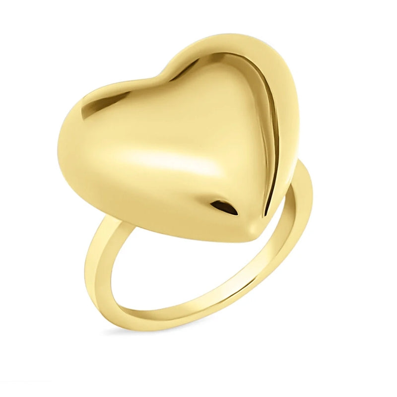 Stroili Gold Heart Ring: polished gold ring featuring a sculpted heart motif on a smooth band