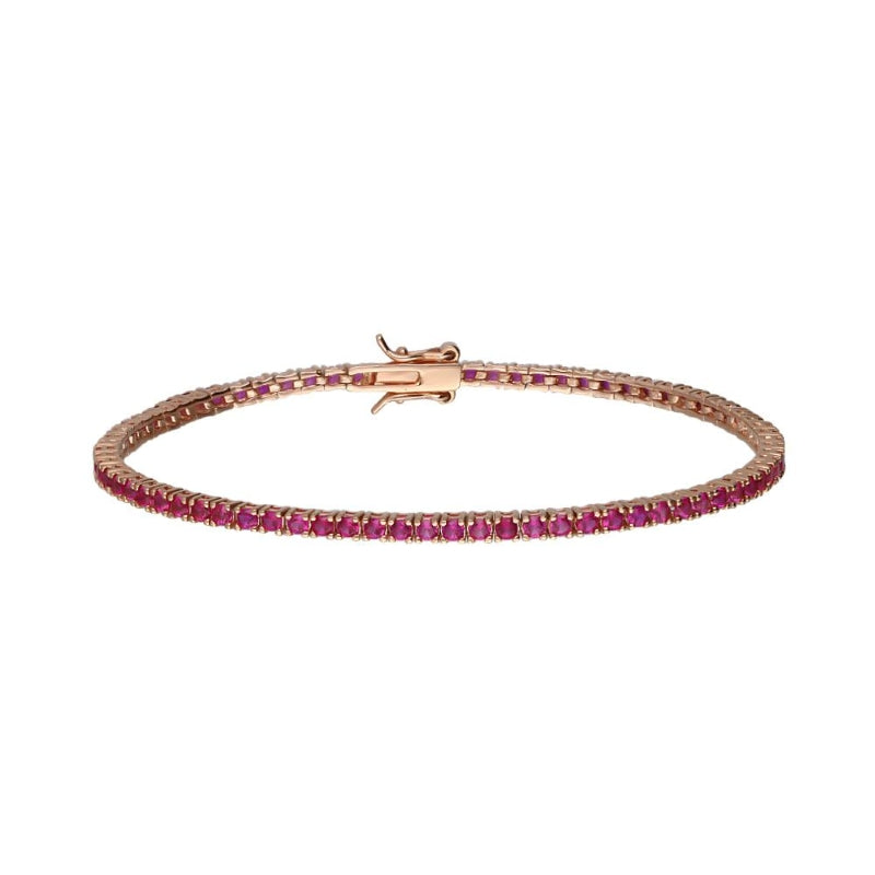 Stroili Rose Gold Tennis Bracelet: bracelet with pink stones and clasp closure
